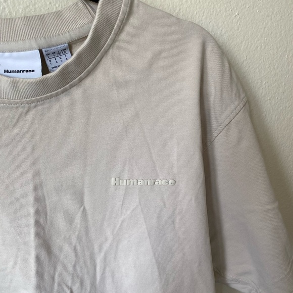 Adidas by Pharrell Williams humanrace T-shirt size large color cream boxy fit - Picture 3 of 8